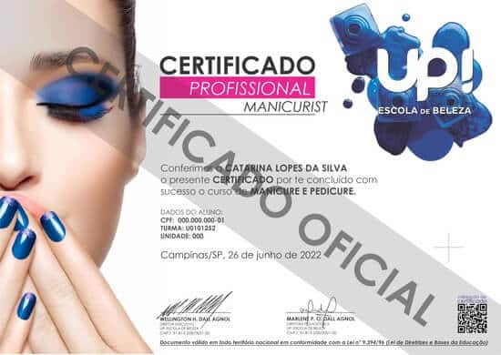 Certificado Manicure Profissional UP Escola de Beleza